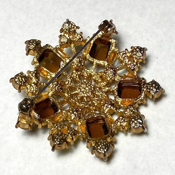 Brooch Pin Flower Glass Rhinestones Lucite Vintage Estate Unique Rare - Picture 10 of 11